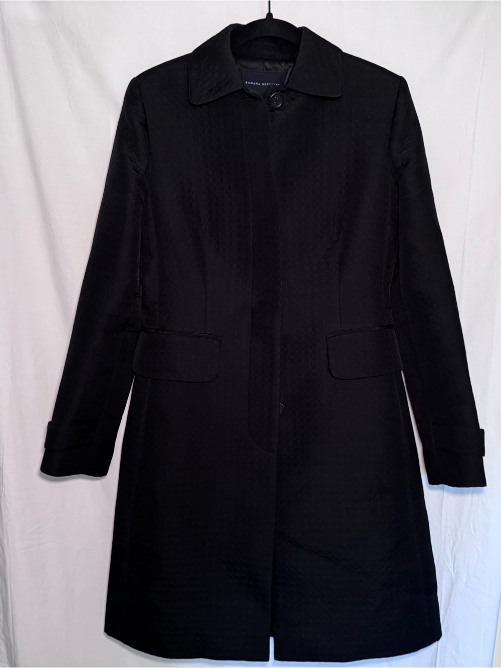 Vintage 2004 Banana Republic Textured Quilted Car Coat Trench Jacket Black M